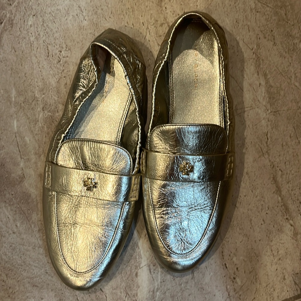 Tory Burch Gold Loafers